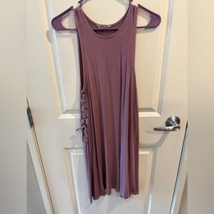 tie up side purple dress